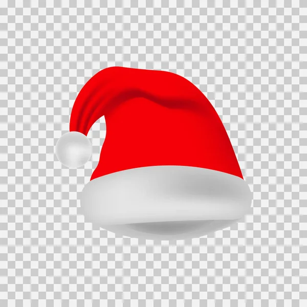 Şeffaf Arkaplanda Ponponlu Noel Baba Şapkasının Gerçekçi Izometrik Görüntüsü — Stok Vektör