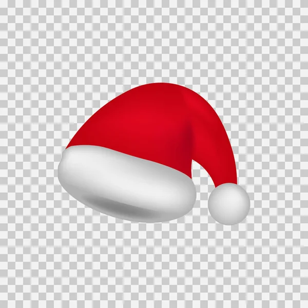 Şeffaf arkaplanda ponponu olan Noel Baba şapkasının gerçekçi izometrik görüntüsü