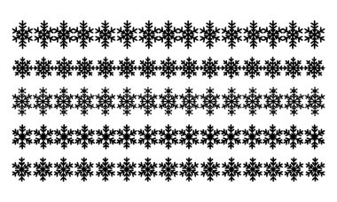 çeşitli siyah kar taneleri sınırları ve şablon kış tasarım elemanları vektörü