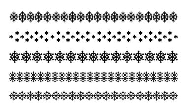 Kar taneleri sınır vektörü pürüzsüz desen Kış yılbaşı bölücülerini ayarlar