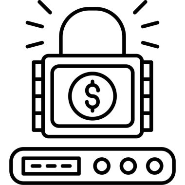 Banka güvenli para simgesi ana hat biçiminde
