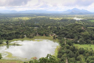 Sigiriya aslan Rock Sri Lanka tepesinden ormanın panoramik görünümü