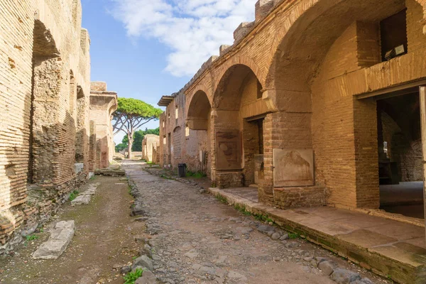 Ostia Antica Roma Italia Vista Calle Del Imperio Romano Arqueológico —  Fotos de Stock