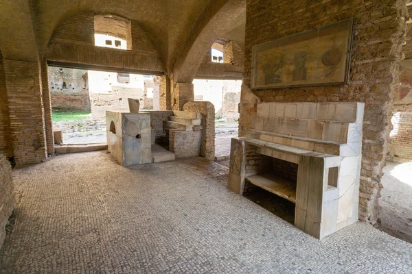 Ostia Antica Roma Itália Interior Caseggiato Del Termopolio Antigo Restaurante — Fotografia de Stock