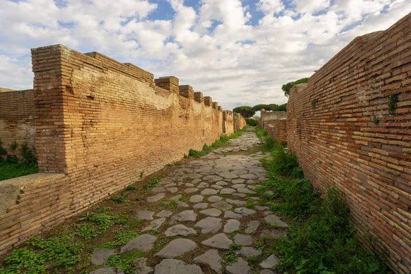 Ostia Antica Roma Italia Vista Calle Del Imperio Romano Arqueológico —  Fotos de Stock