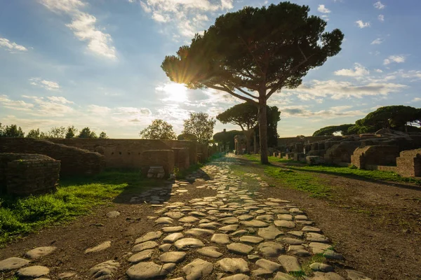 Ostia Antica Roma Italia Arqueológico Imperio Romano Vista Calle —  Fotos de Stock