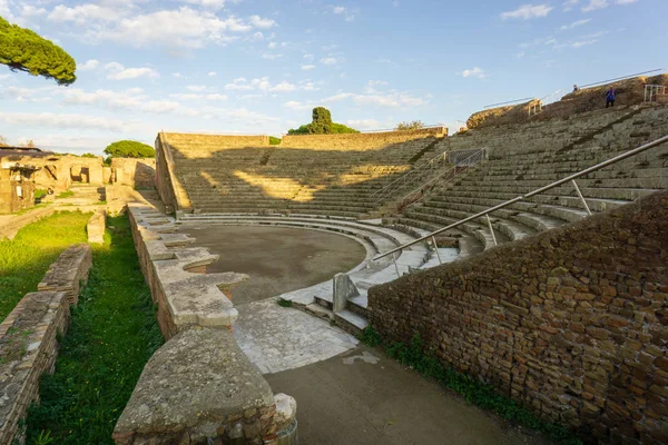 Ostia Antica Roma Italia Panorama Del Teatro Imperial Romano —  Fotos de Stock