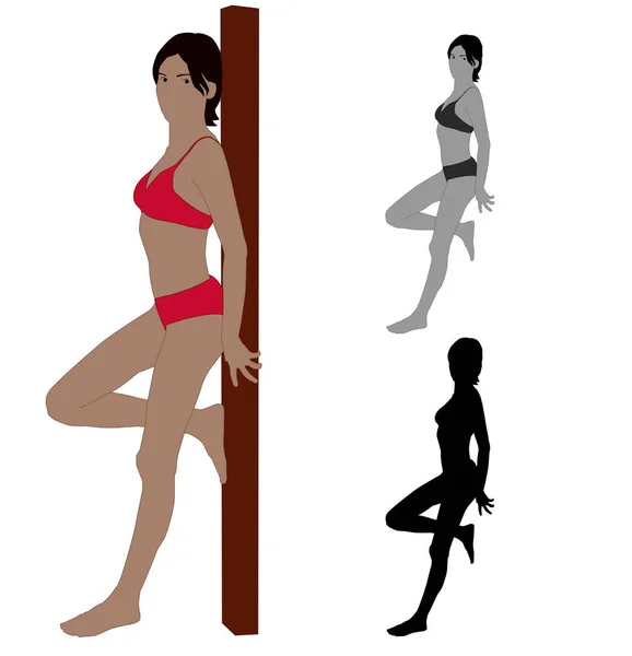 Realistické Ploché Barevné Ilustrace Mladé Šikmou Sexy Žena — Stockový vektor