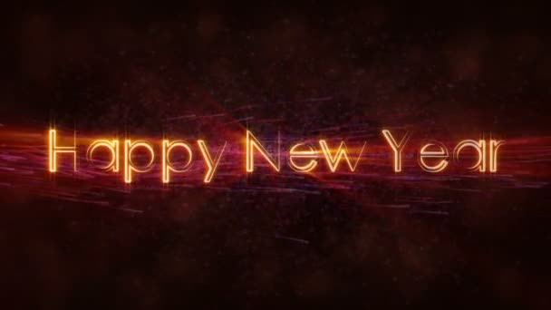 Happy New Year Lus Tekstanimatie Wervelende Stof Vloeiende Lijnen Animatie — Stockvideo