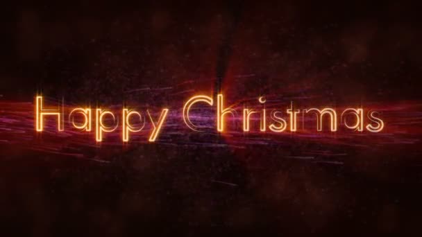 旋回ほこりのハッピー クリスマス テキスト ループ アニメーションと暗い背景に流れるライン アニメーション — ストック動画