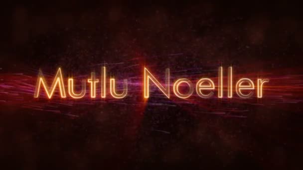 "Feliz Navidad "texto en turco" Mutlu Noeller "animación de bucle sobre fondo animado oscuro — Vídeos de Stock