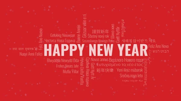 Šťastný Nový Rok Text Čínštině Slovo Mrak Mnoha Jazycích Tmavém — Stockový vektor