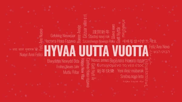 Gott Nytt Kinesisk Text Med Word Cloud Många Språk Snöig — Stock vektor