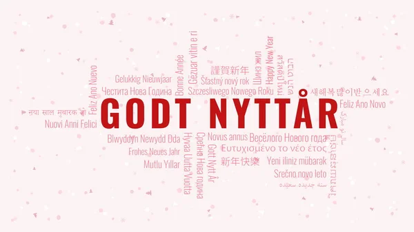 Gott Nytt Kinesisk Text Med Word Cloud Många Språk Snöig — Stock vektor