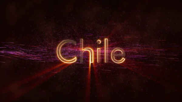 Chile Nombre Del País Animación Texto Rayos Brillantes Bucle Borde —  Fotos de Stock