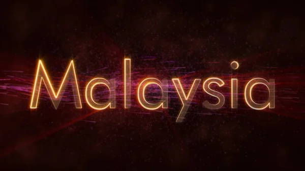 Malajsie Země Název Textové Animace Lesklé Paprsky Opakování Okraji Textu — Stock fotografie