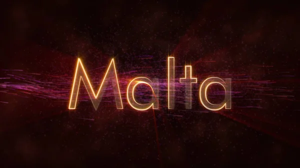 Malta Country Name Text Animation Shiny Rays Looping Edge Text — Stock Photo, Image