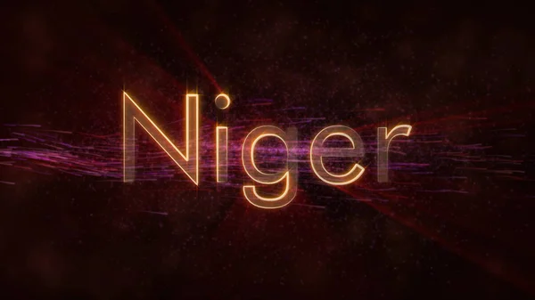 Niger Kraju Nazwę Animacja Tekstu Promienie Błyszczący Pętli Krawędzi Tekstu — Zdjęcie stockowe