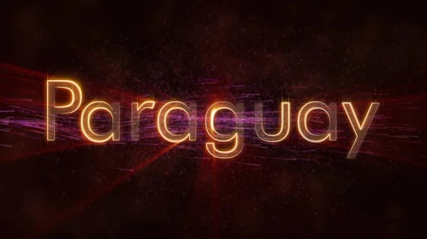 Анимация Текста Названием Страны Парагвае Блестящие Лучи Петляющие Краю Текста — стоковое фото