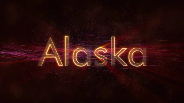 Alaska Amerika Birleşik Devlet Adı Metin Animasyon Parlak Işınları Ile — Stok fotoğraf