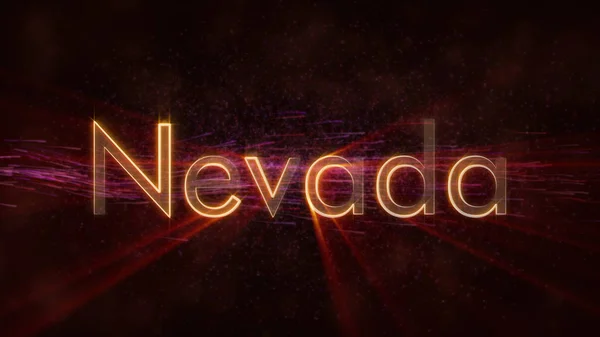 Nevada Animacja Tekstu Nazwę Państwa Stanów Zjednoczonych Błyszczący Promienie Pętli — Zdjęcie stockowe