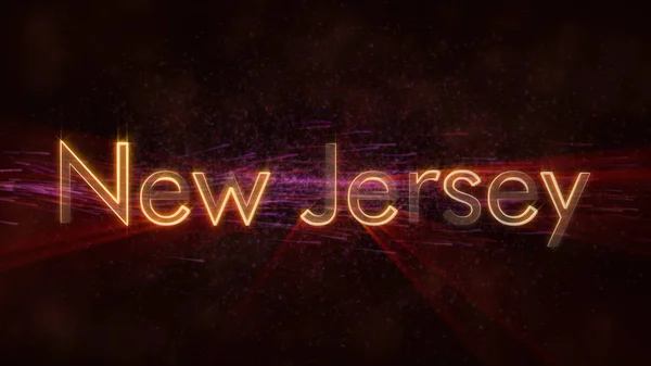 Nueva Jersey Estados Unidos Nombre Del Estado Animación Texto Rayos —  Fotos de Stock