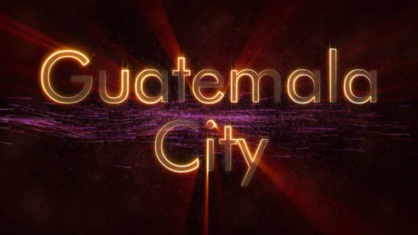 Guatemala City Kuba City Name Text Animation Glänzende Strahlen Die — Stockfoto