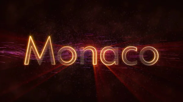 Monaco Monaco Stad Naam Tekstanimatie Glanzende Stralen Looping Rand Van — Stockfoto