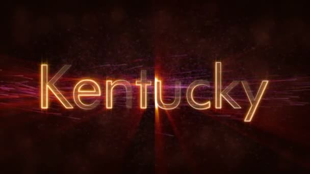 Kentucky United States State Name Text Animation Shiny Rays Looping — Stock Video