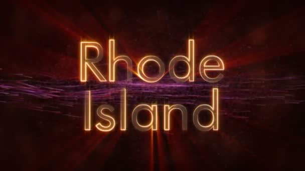 Rhode Island Estados Unidos Nombre Del Estado Animación Texto Rayos — Vídeos de Stock