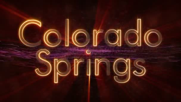 Colorado Springs Estados Unidos Nombre Ciudad Animación Texto Rayos Brillantes — Vídeos de Stock