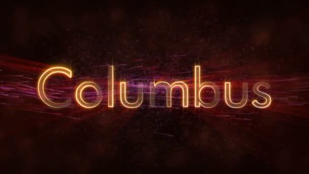 Columbus Animazione Testuale Del Nome Della Città Degli Stati Uniti — Video Stock