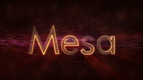 Mesa United States City Name Text Animation Rayons Brillants Boucle — Video