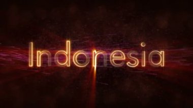Endonezya - ülke adı metin animasyonu döngü parlak