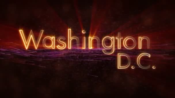 Washington D.C. - Brillante looping ciudad nombre de la animación de texto — Vídeo de stock