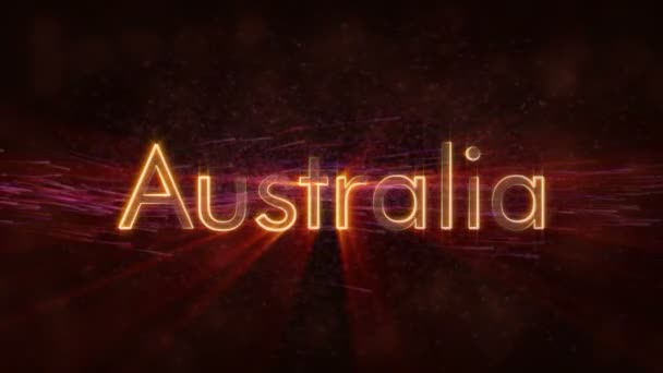 Austrálie - lesklý, opakování animace textu název země — Stock video