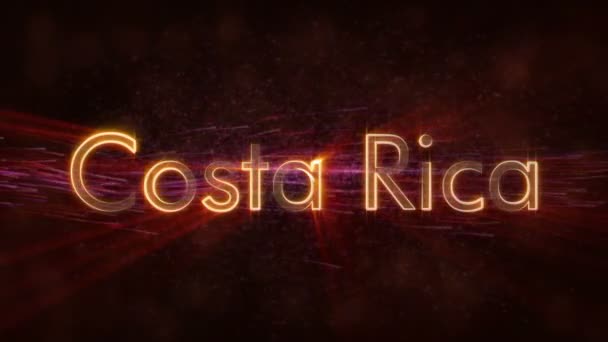 Costa Rica - Skinnende looping land navn tekst animation – Stock-video