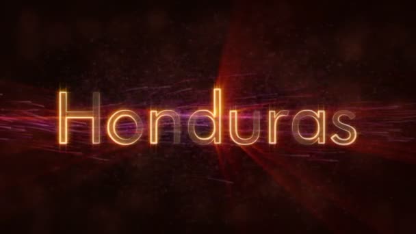 Honduras - błyszczący, Zapętlanie animacji tekstu nazwę kraju — Wideo stockowe