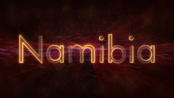 Namibia - glänzende Looping-Land-Name-Text-Animation — Stockvideo