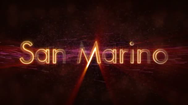 San Marino - lesklý, opakování animace textu název země — Stock video
