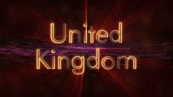 Velká Británie - lesklý, opakování animace textu název země — Stock video