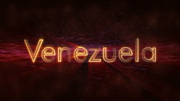 Venezuela - glanzende land naam tekstanimatie in een lus — Stockvideo