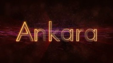 Ankara - Türkiye, metin animasyonu parlak döngü şehir adı