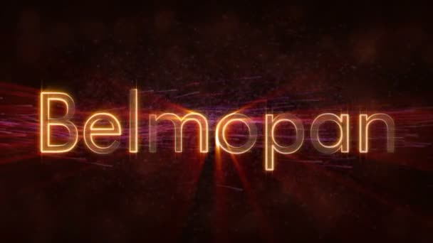 Belmopan - Brillante looping nome della città in Belize, animazione di testo — Video Stock