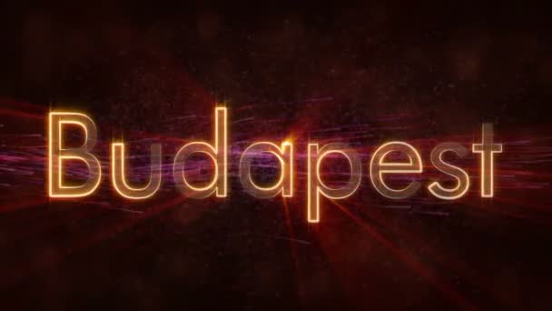 Budapest - Shiny looping city name in Ungheria, animazione testuale — Video Stock