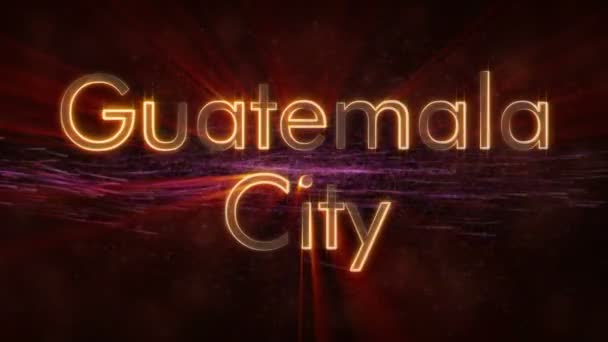 Guatemala City - Nom brillant de la ville en boucle à Cuba, animation de texte — Video