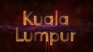 Kuala Lumpur - parlak döngü şehir adı içinde Malaysia, metin animasyonu