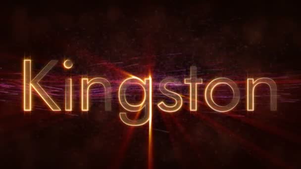 Kingston - Shiny looping nome della città in Giamaica, animazione di testo — Video Stock