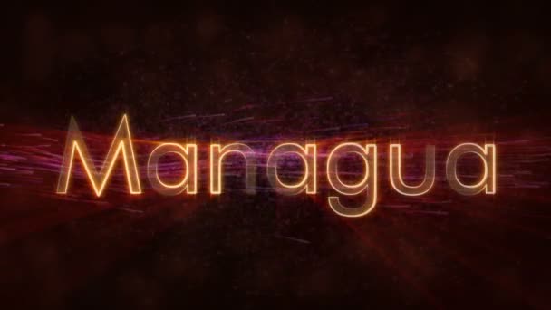 Managua - lesklé opakování jméno města v Nikaragui, animace textu — Stock video
