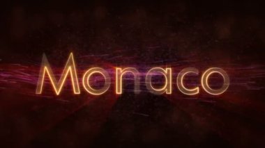 Monaco - parlak döngü şehir adı Monaco, metin animasyonu